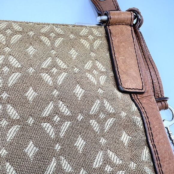 Fossil Crossbody Marlow Signature Shoulder Bag Brown/Tan Fabric Leather ZB5347 - Picture 7 of 10